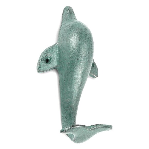 Dolphin Wall Hook, Distressed Wrought Iron, Nautical Decor - Picture 3 of 3
